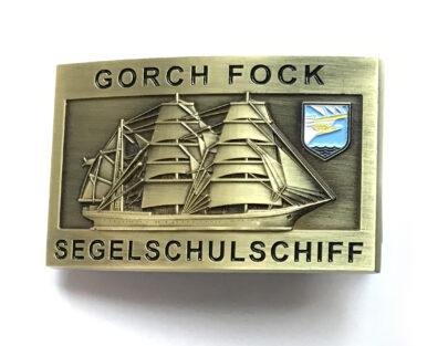 Gürtelschnalle – A 60 SSS Gorch Fock – massiv, messingf., m. Wappen